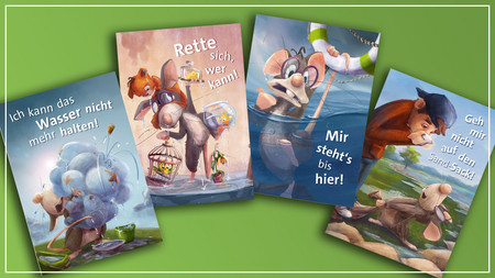 verschiedene Kartenmotive von Wanderratte Fred