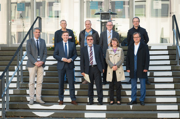 Staatssekretär Thomas Wünsch und Rektorat der Hochschule Merseburg